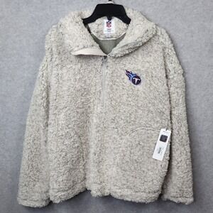 NFL Tennessee Titans Sherpa Pullover Jacket Womens Large Gray Quarter‎ Zip G-III